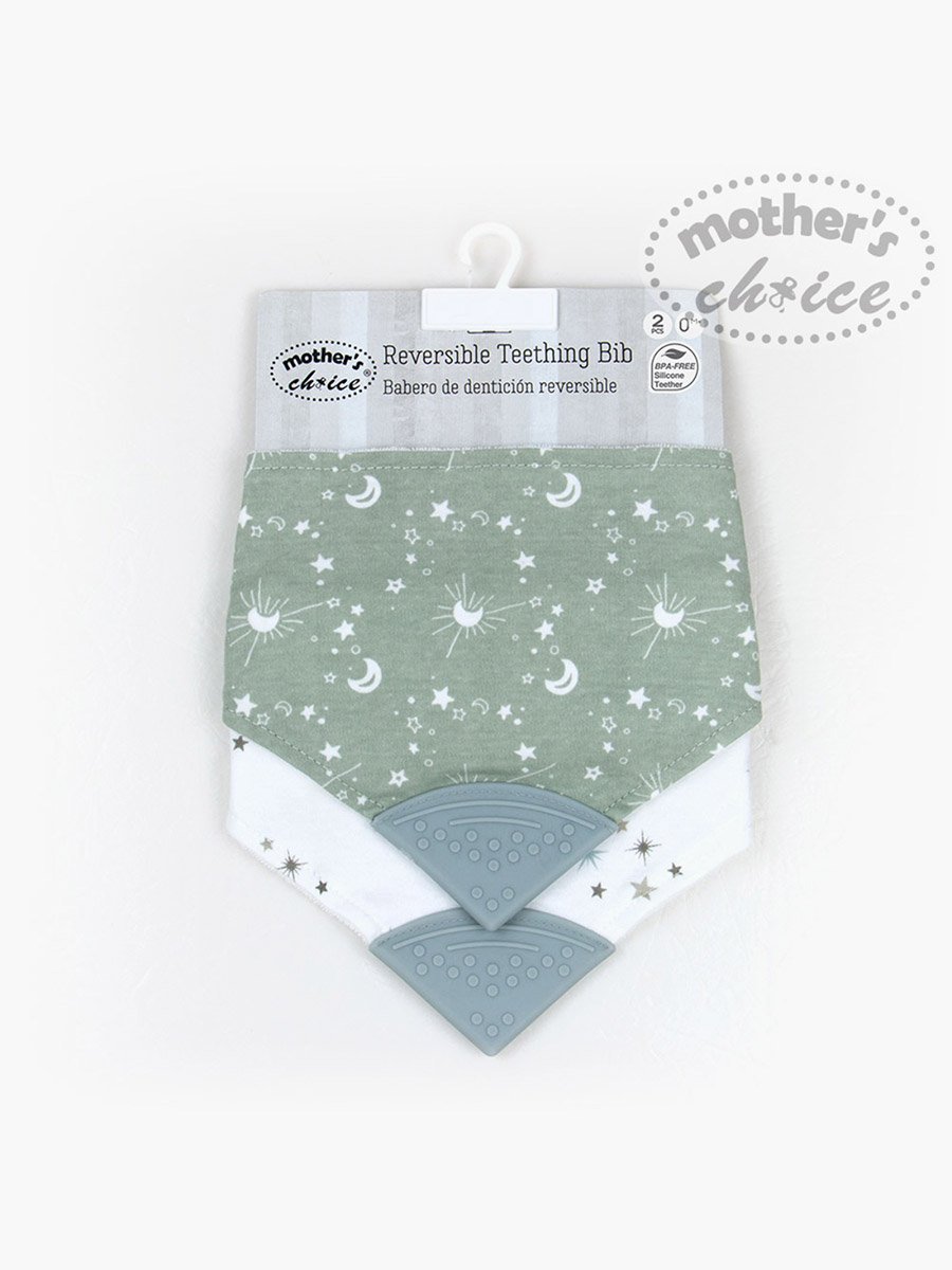 Pack of 2 -Reversible Teething Bandana Bib, 0-2 Yrs, 47 x 29 cm