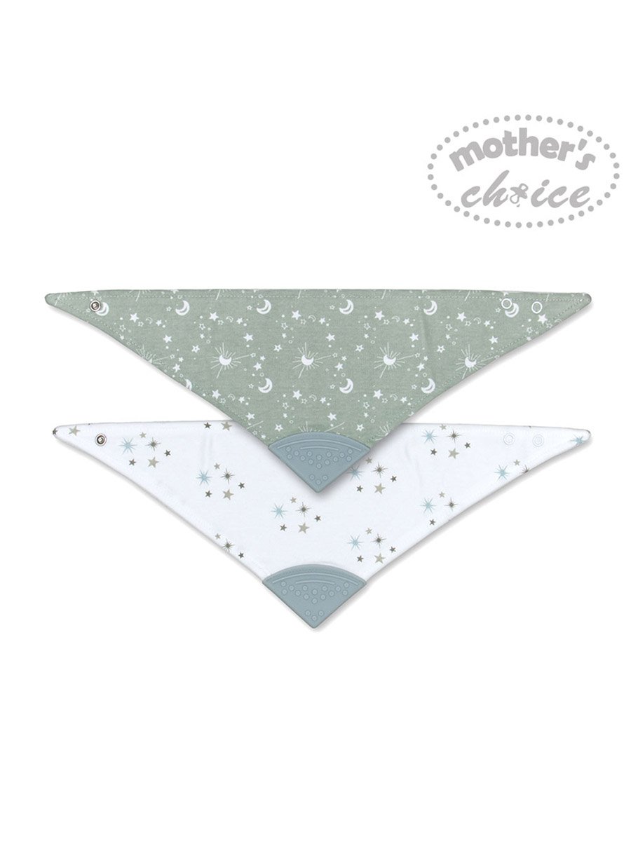 Pack of 2 -Reversible Teething Bandana Bib, 0-2 Yrs, 47 x 29 cm
