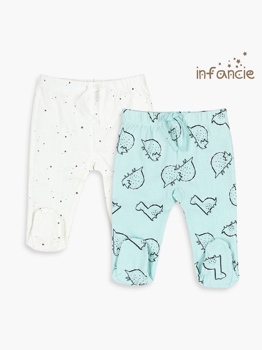 Pack of 2- Baby Premium Cotton Footed Pants