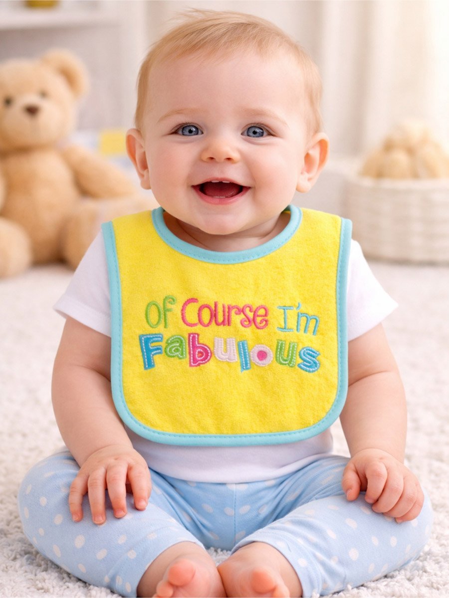 Pack of 4 - Dribble Proof Bib with Terry Embroidery