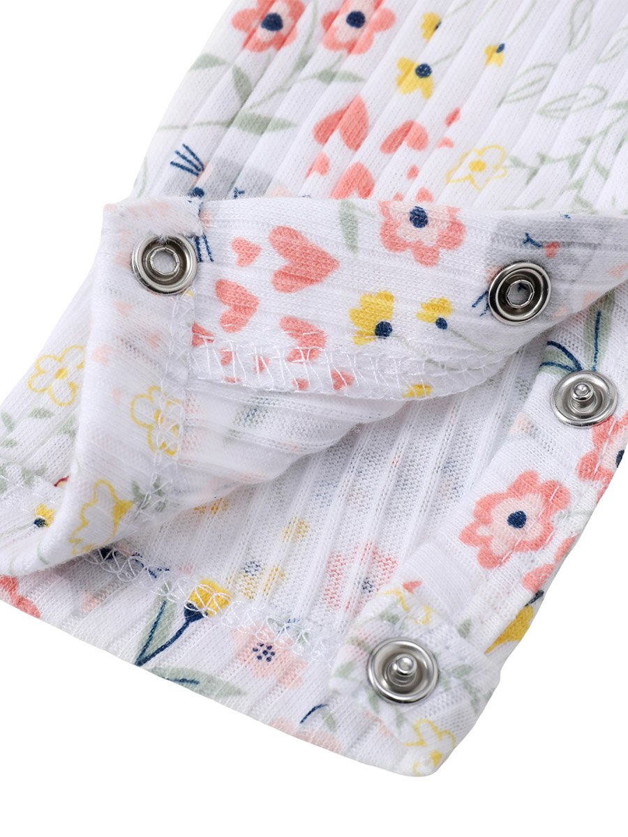 3-Piece Floral Dungaree, Bodysuit and Headband Set