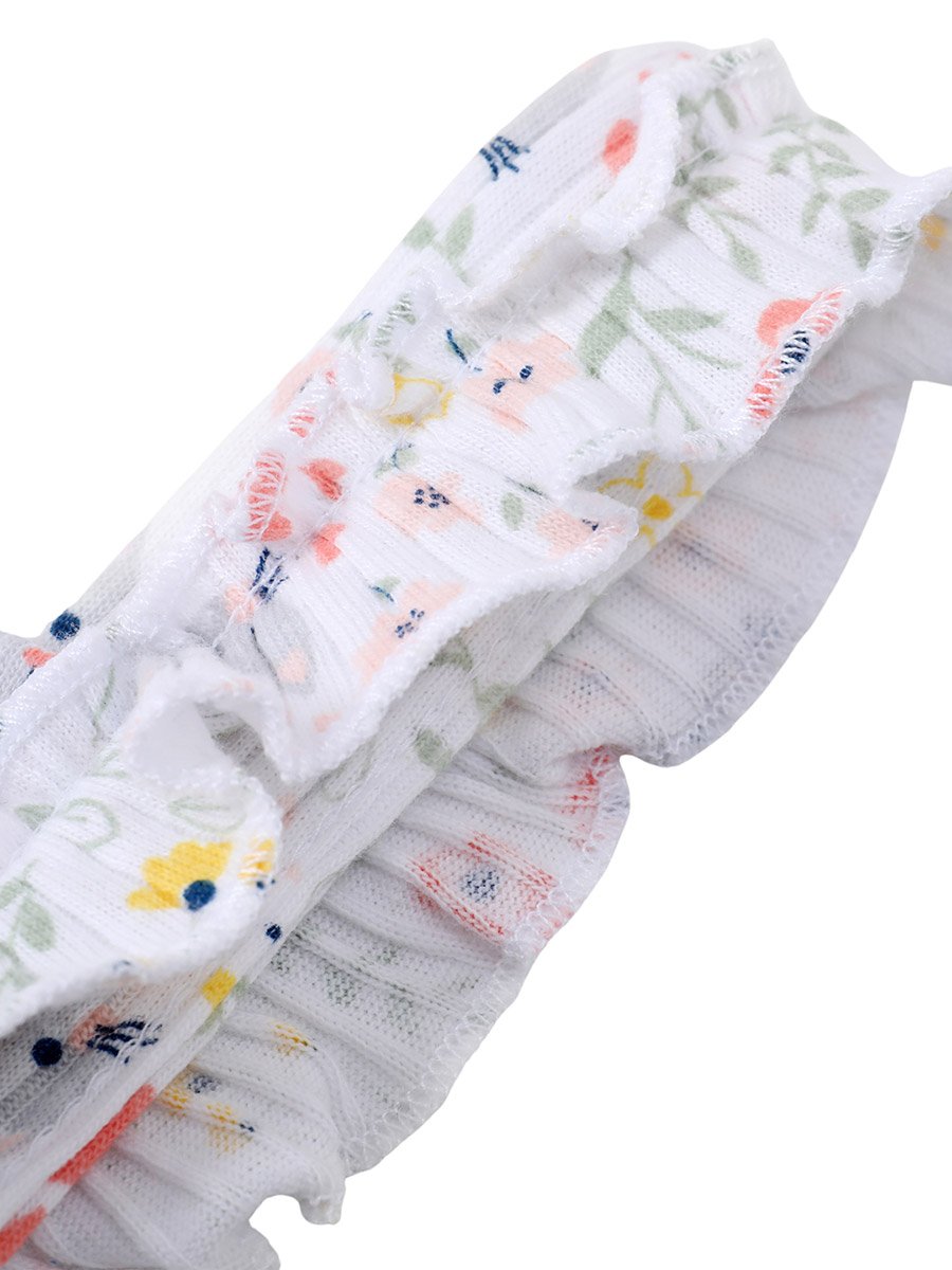 3-Piece Floral Dungaree, Bodysuit and Headband Set