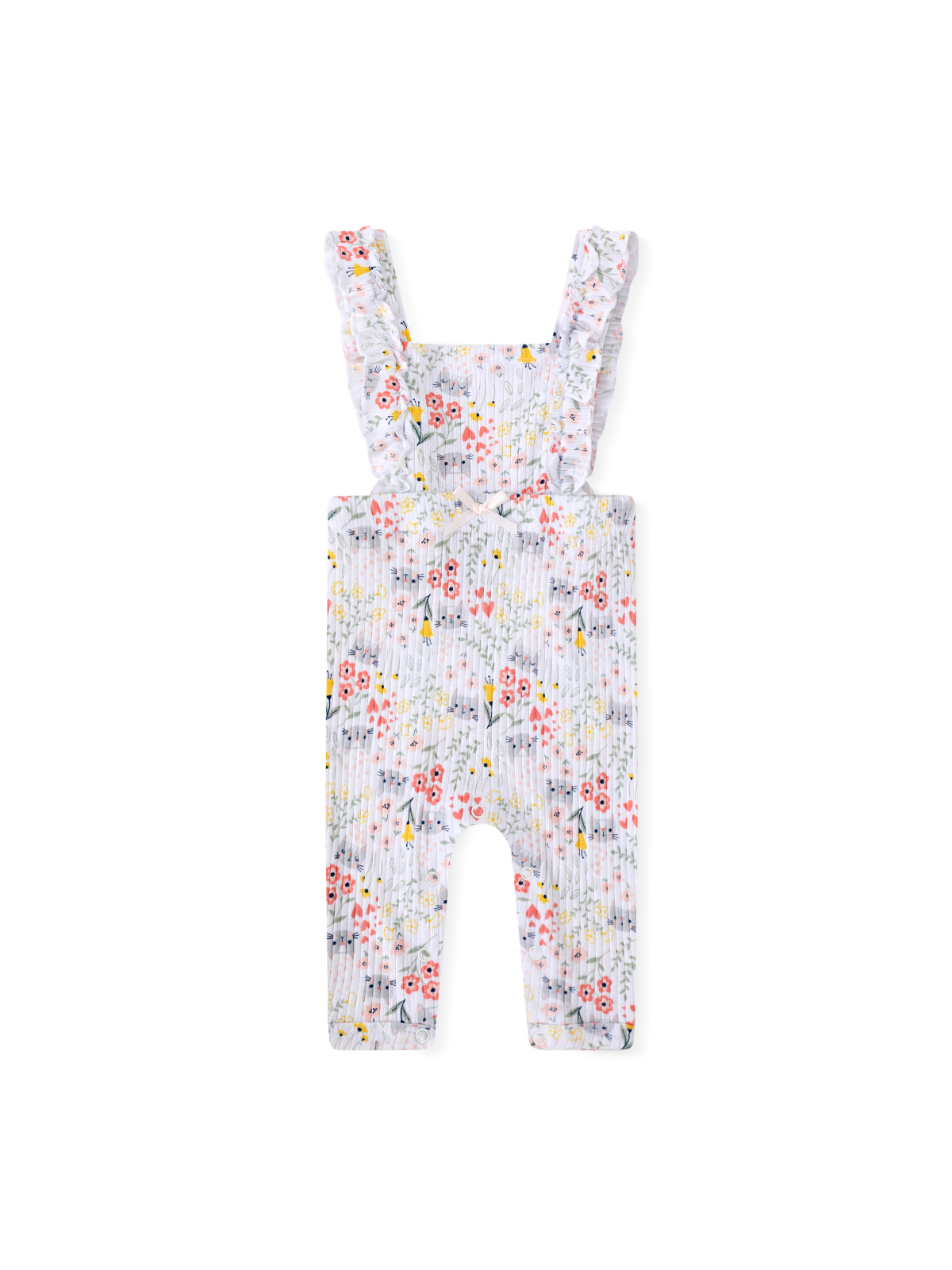 3-Piece Floral Dungaree, Bodysuit and Headband Set