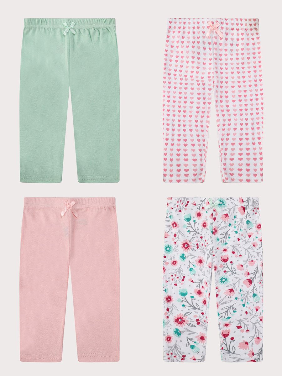 Pack of 4 - Soft 100% Cotton Baby Pants