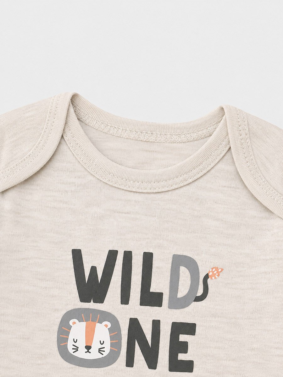 3-Piece Graphic Bodysuit, Patterned Pants and Animal Patch Vest
