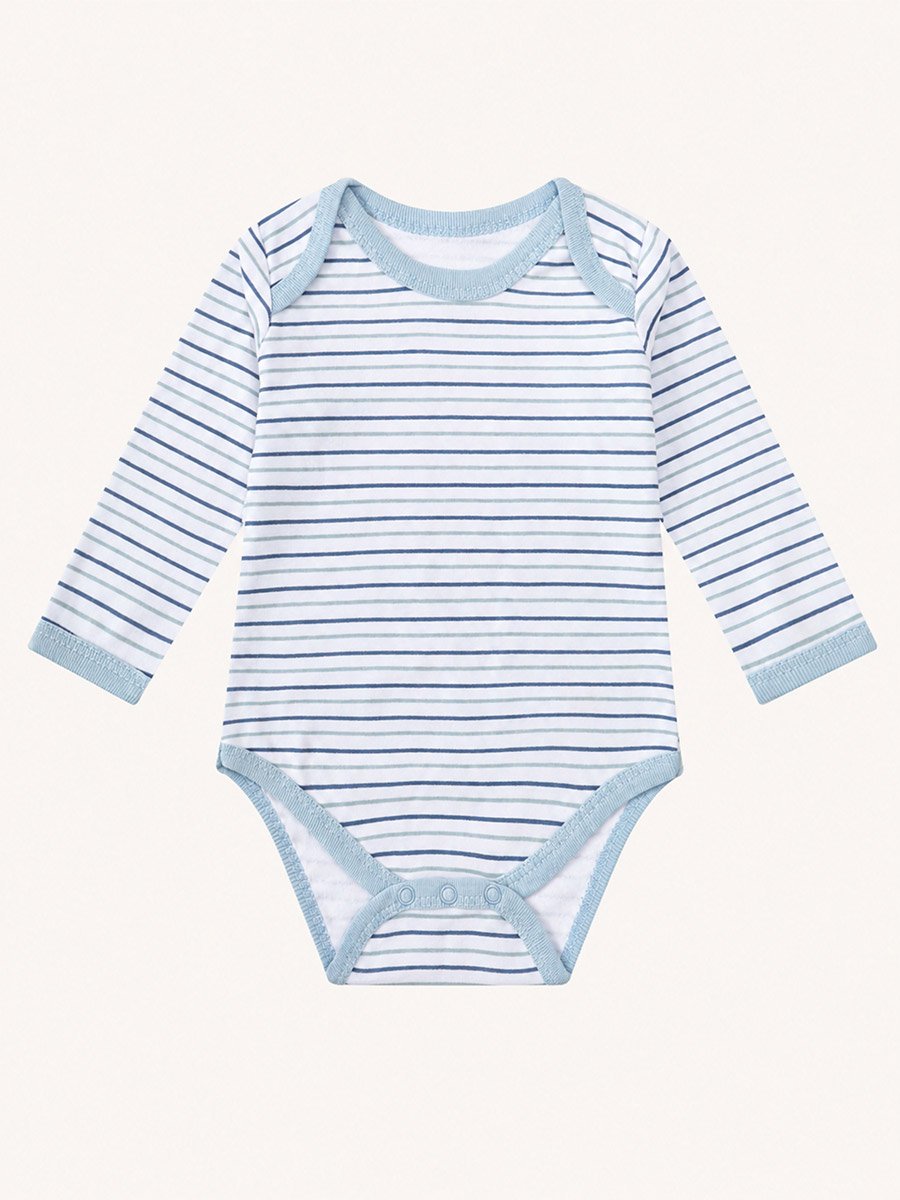 3-Piece Striped Bodysuit, Patterned Pants and Hooded Vest