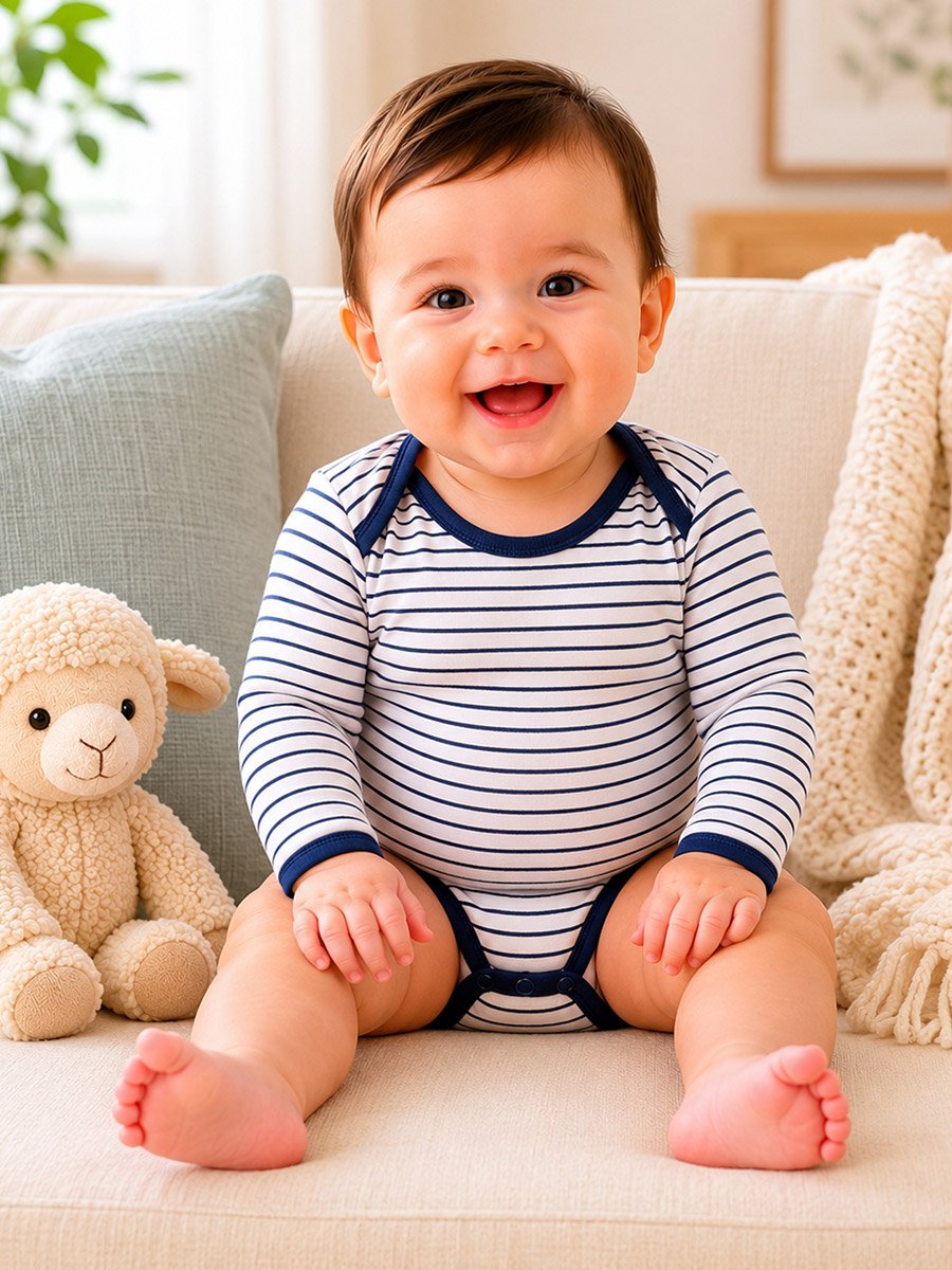 3-Piece Striped Bodysuit, Patterned Pants and Quilted Vest