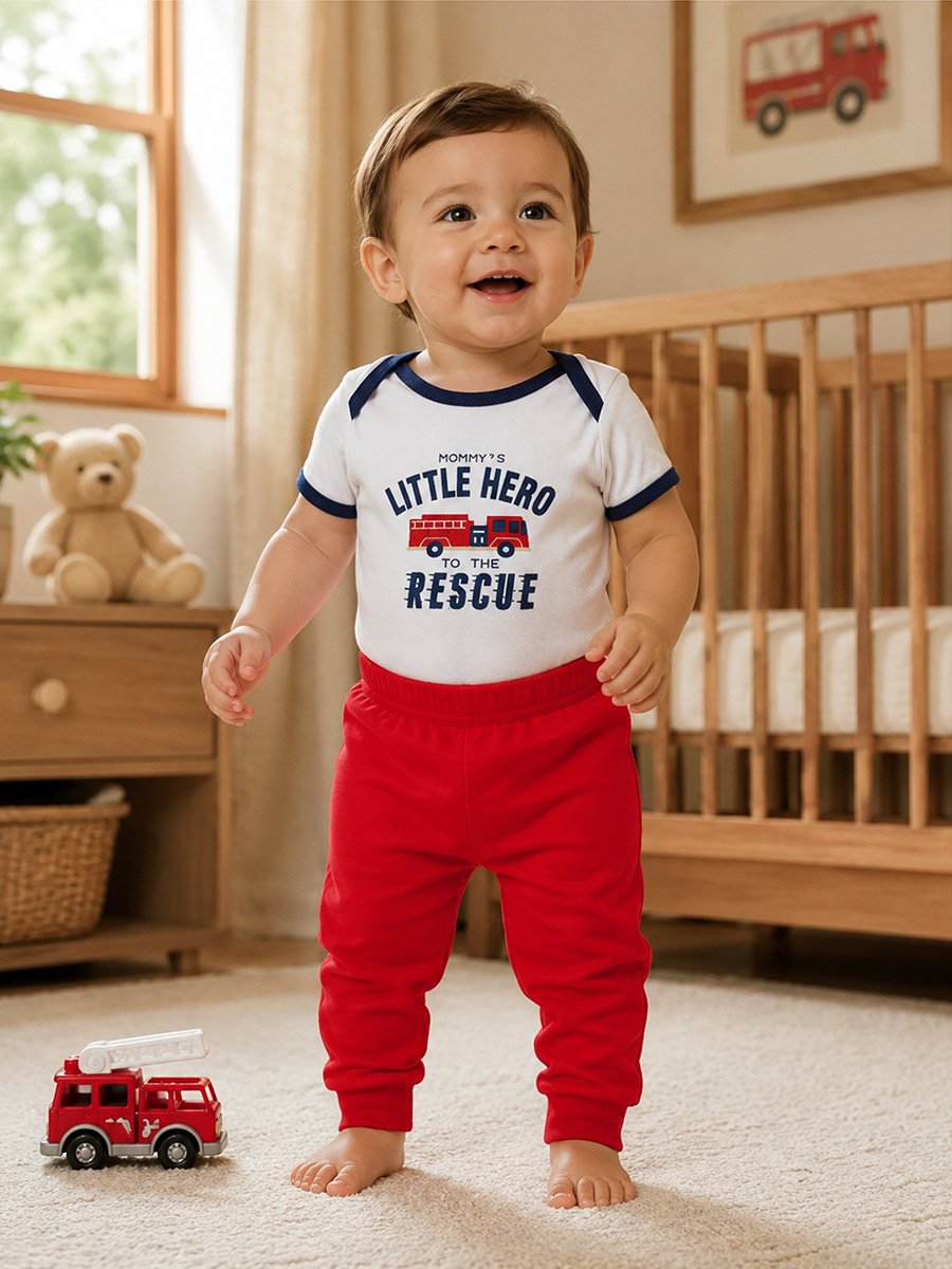 3-Piece Printed Bodysuit, Soft Knit Pants and Bib Set