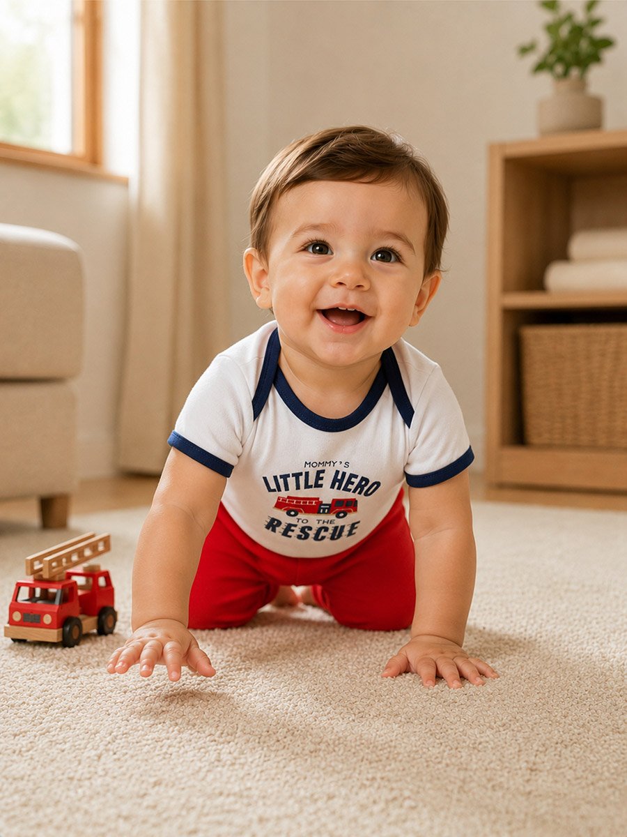3-Piece Printed Bodysuit, Soft Knit Pants and Bib Set