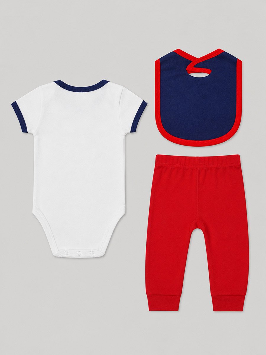 3-Piece Printed Bodysuit, Soft Knit Pants and Bib Set