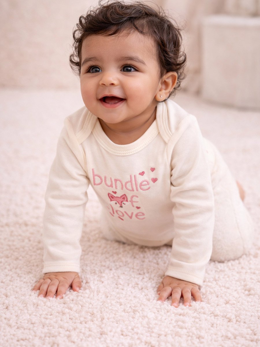3-Piece Graphic Bodysuit, Cozy Pants and Mittens Set