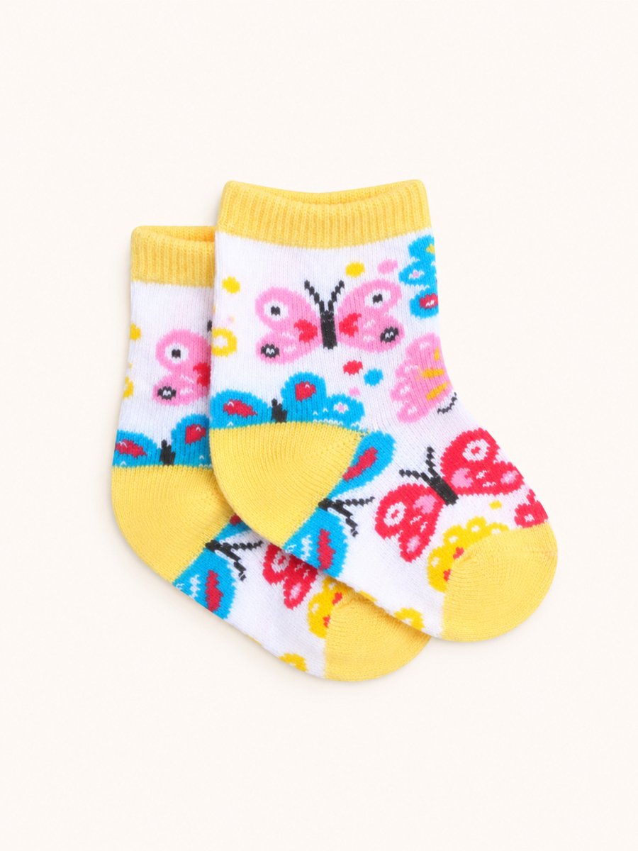 3-Piece Butterfly Print Bodysuit, Shorts and Socks Set