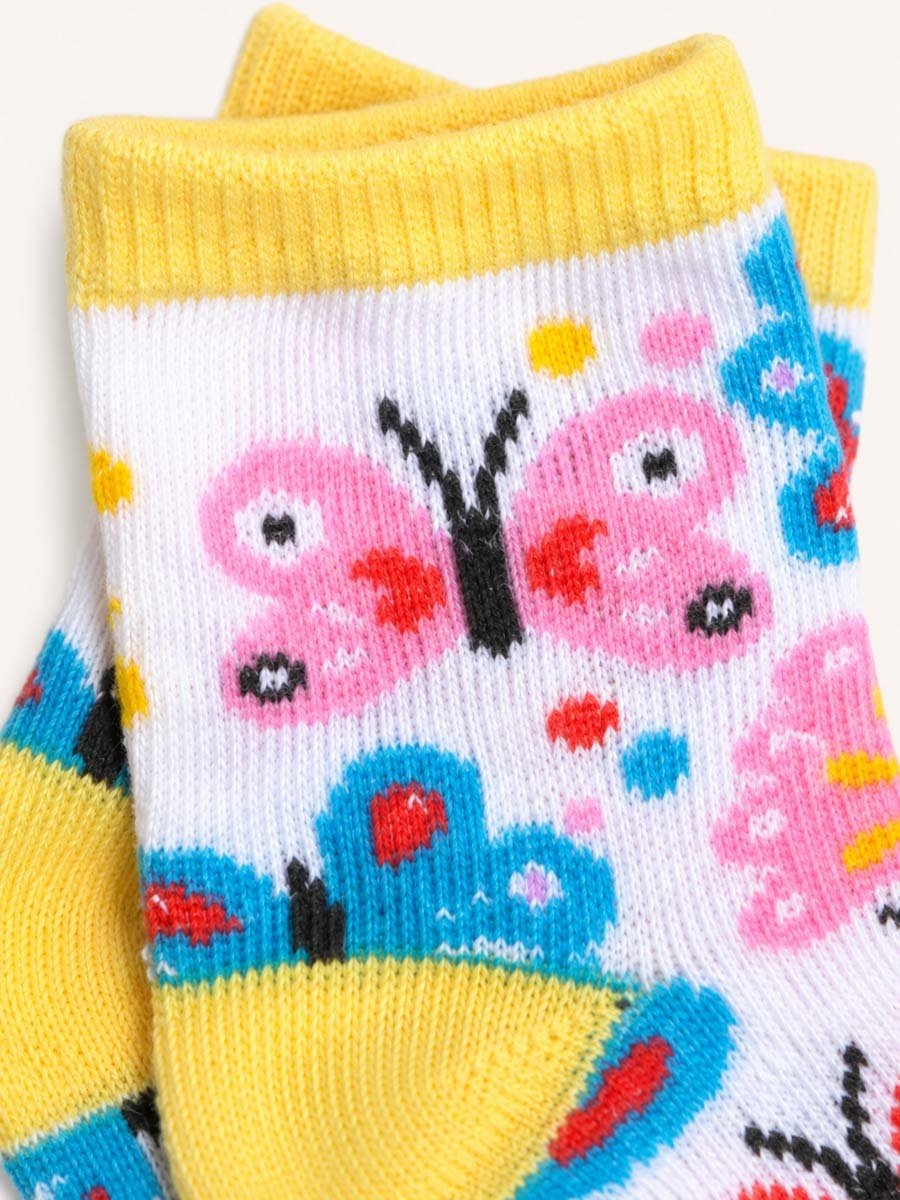 3-Piece Butterfly Print Bodysuit, Shorts and Socks Set