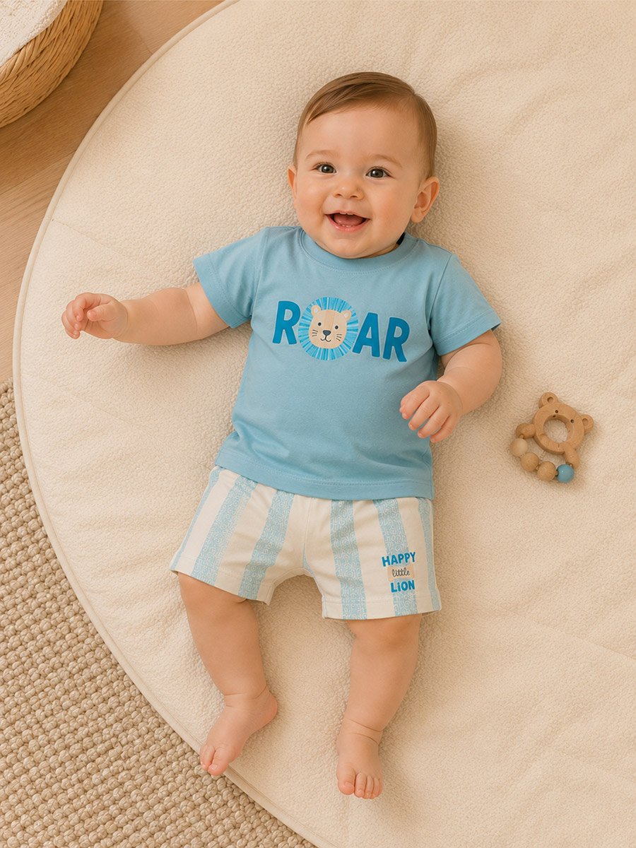 3-Piece Roar Print T-Shirt, Shorts and Hat Set