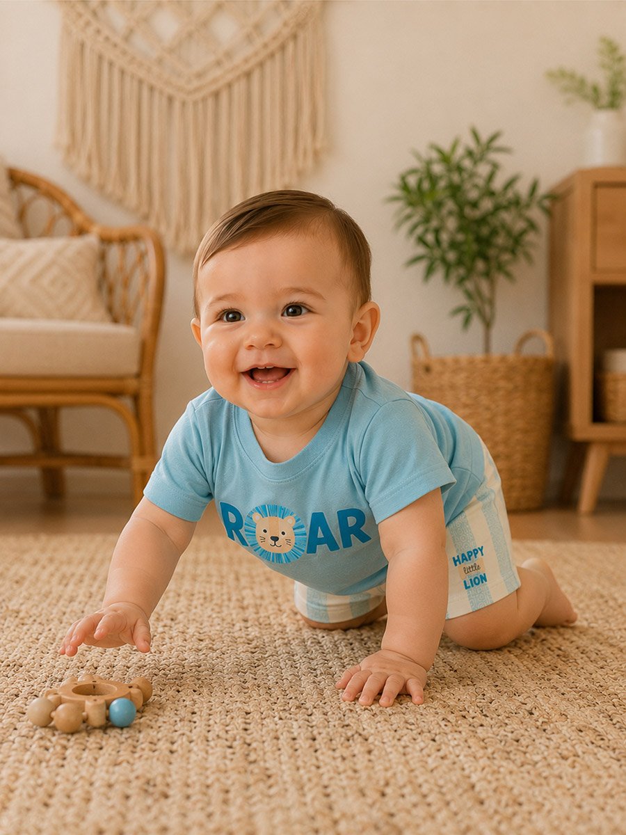 3-Piece Roar Print T-Shirt, Shorts and Hat Set