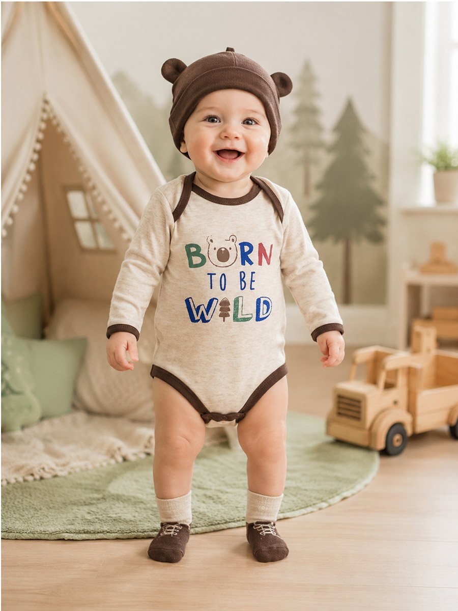 3-Piece Printed Bodysuit, Cap and Socks Set