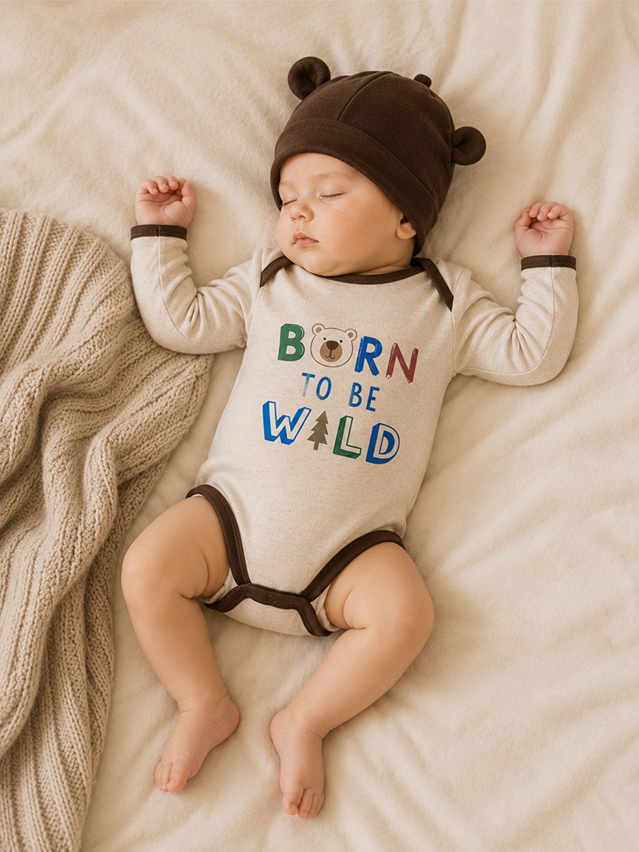 3-Piece Printed Bodysuit, Cap and Socks Set