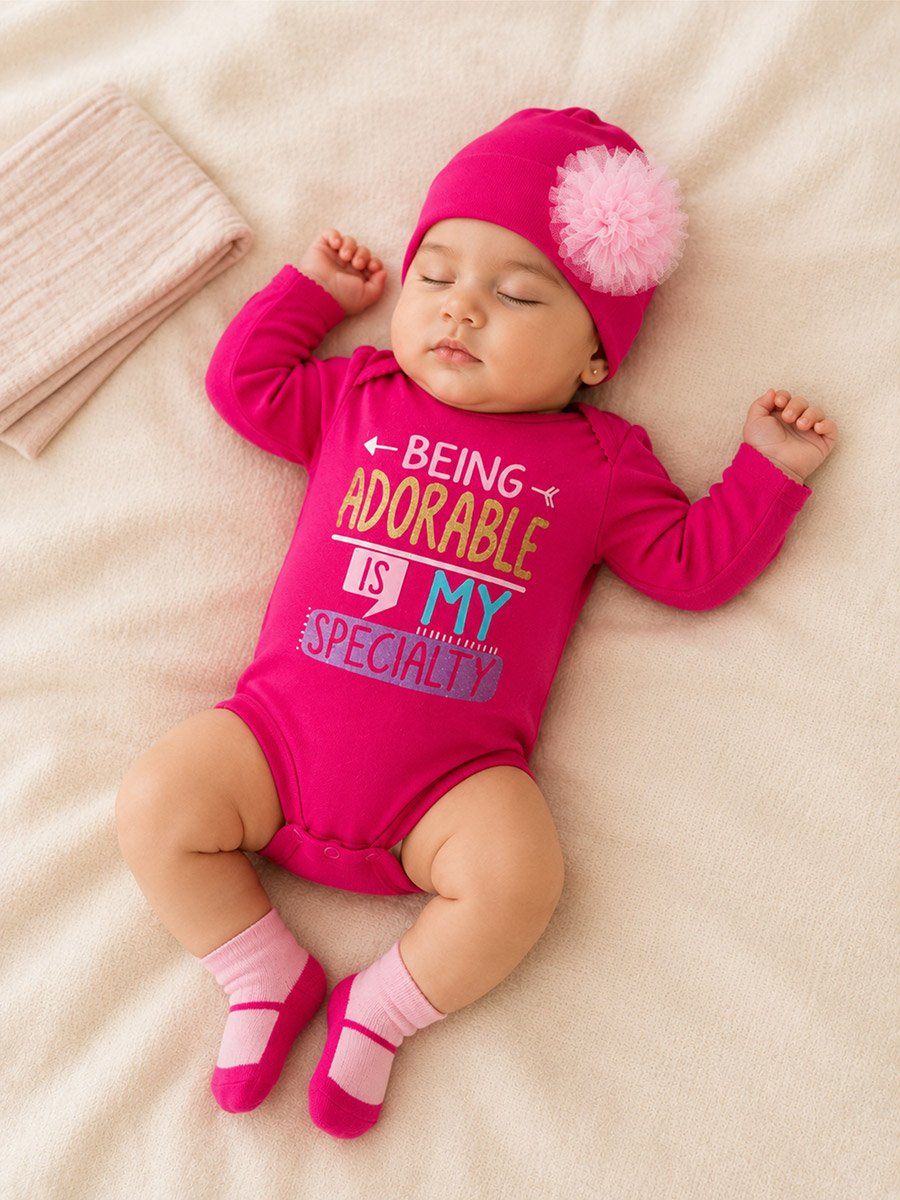 3-Piece Baby Outfit Tutu Bodysuit, Hat and Socks Set