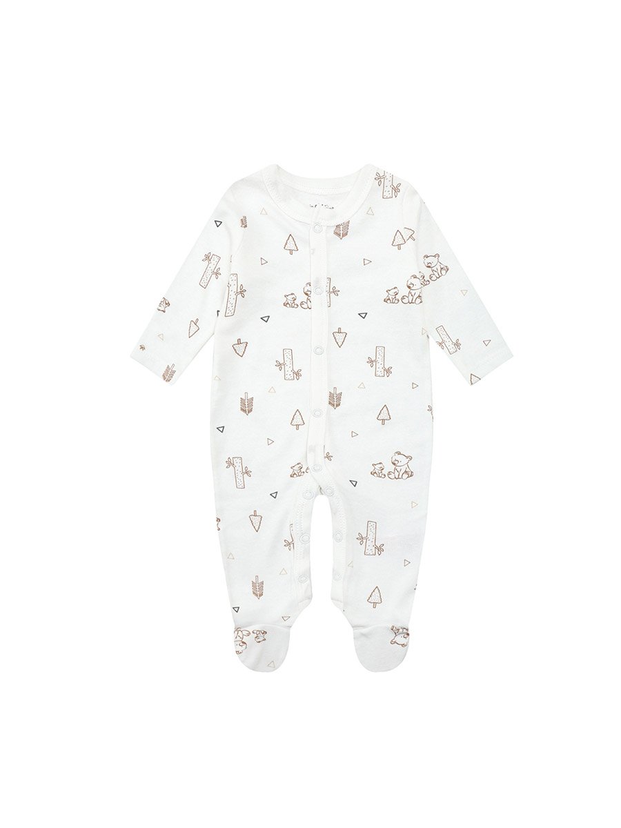 5-Piece Bear Print Onesie, Cap, Bib, Mittens and Bodysuit
