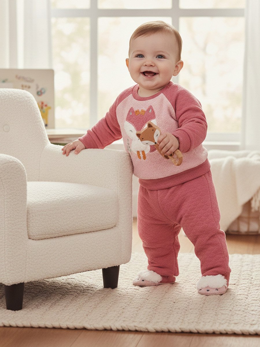 Baby Fox Hug Quilted Sweater and Joggers Set