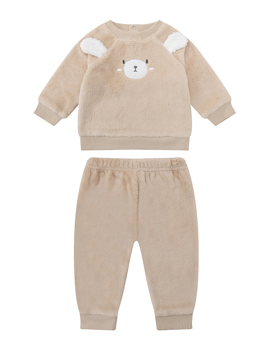 Baby Blush Bear Face Sweater and Jogger Set