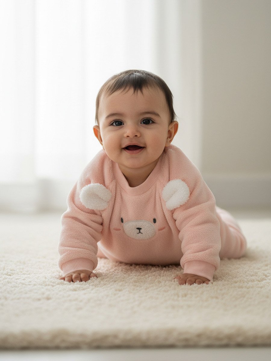 Baby Blush Bear Face Sweater and Jogger Set