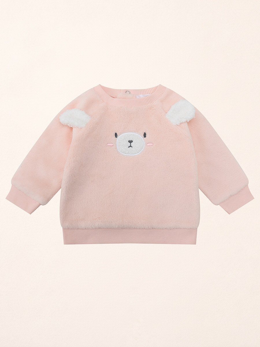 Baby Blush Bear Face Sweater and Jogger Set