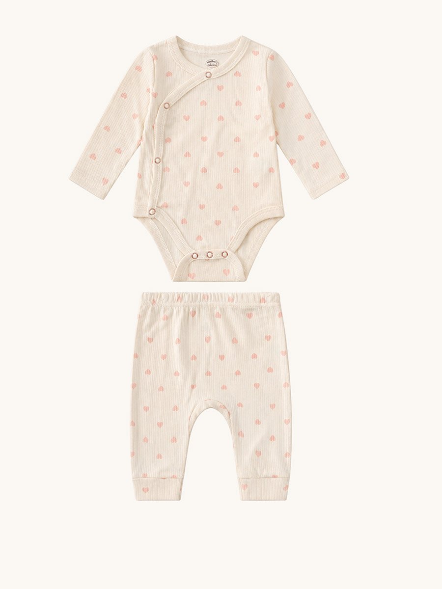 Baby Heart Trail Bodysuit and Ribbed Pants Set