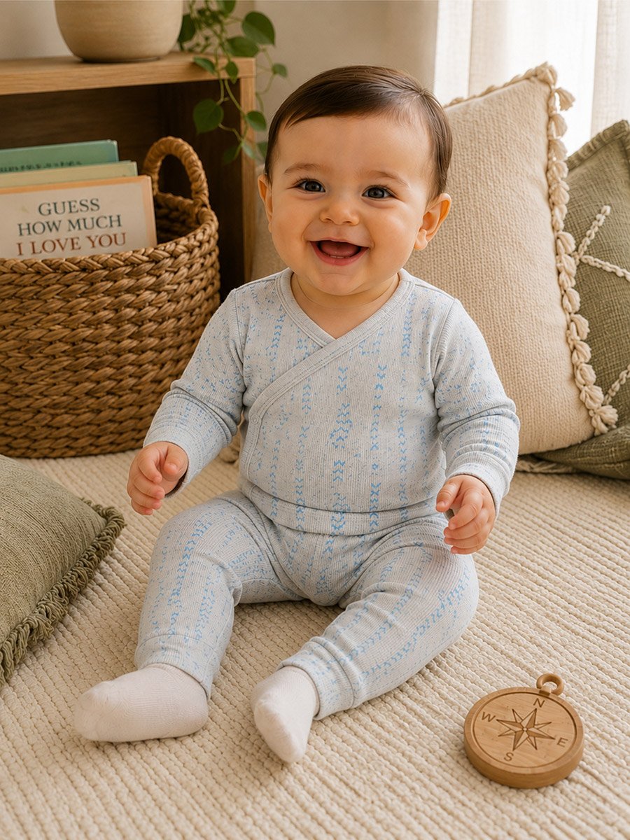 Baby Ribbed Wrap Bodysuit and Pants Set