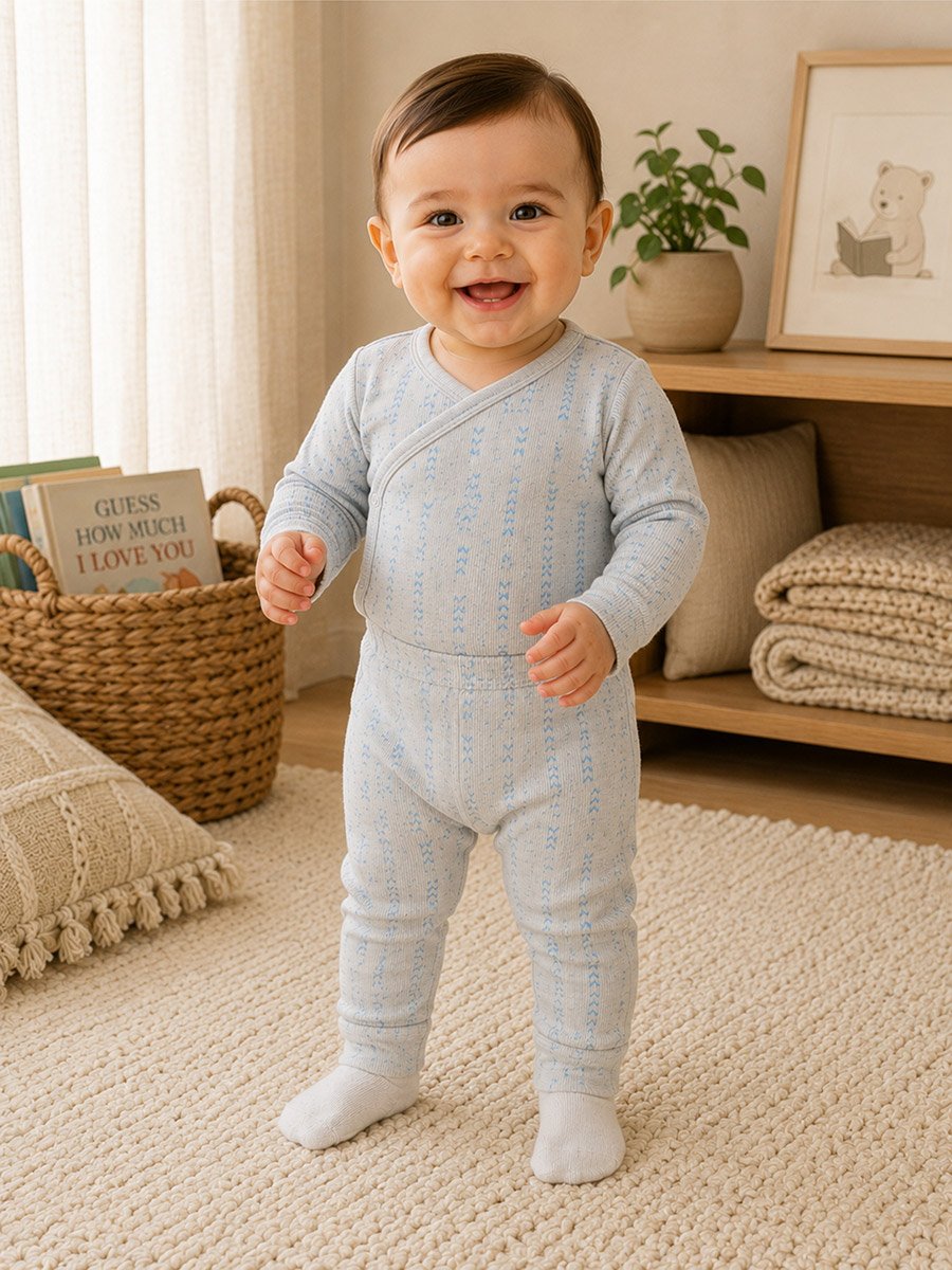 Baby Ribbed Wrap Bodysuit and Pants Set
