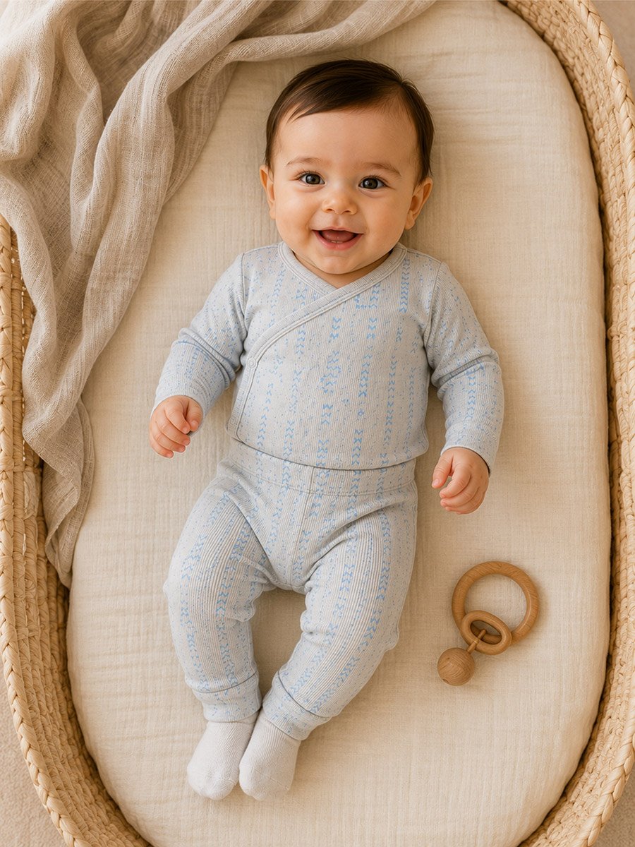 Baby Ribbed Wrap Bodysuit and Pants Set