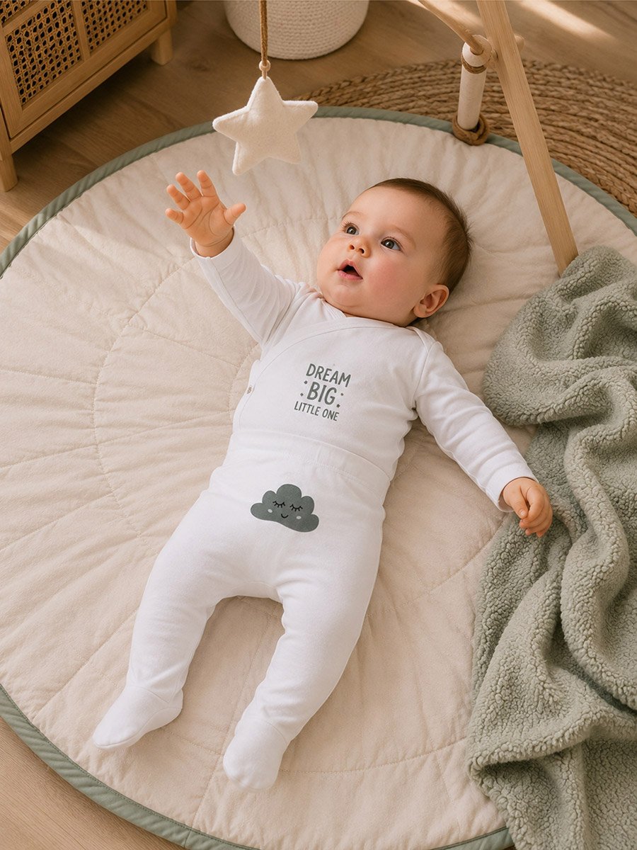Baby Wrap Over Bodysuit and Footed Pants Set