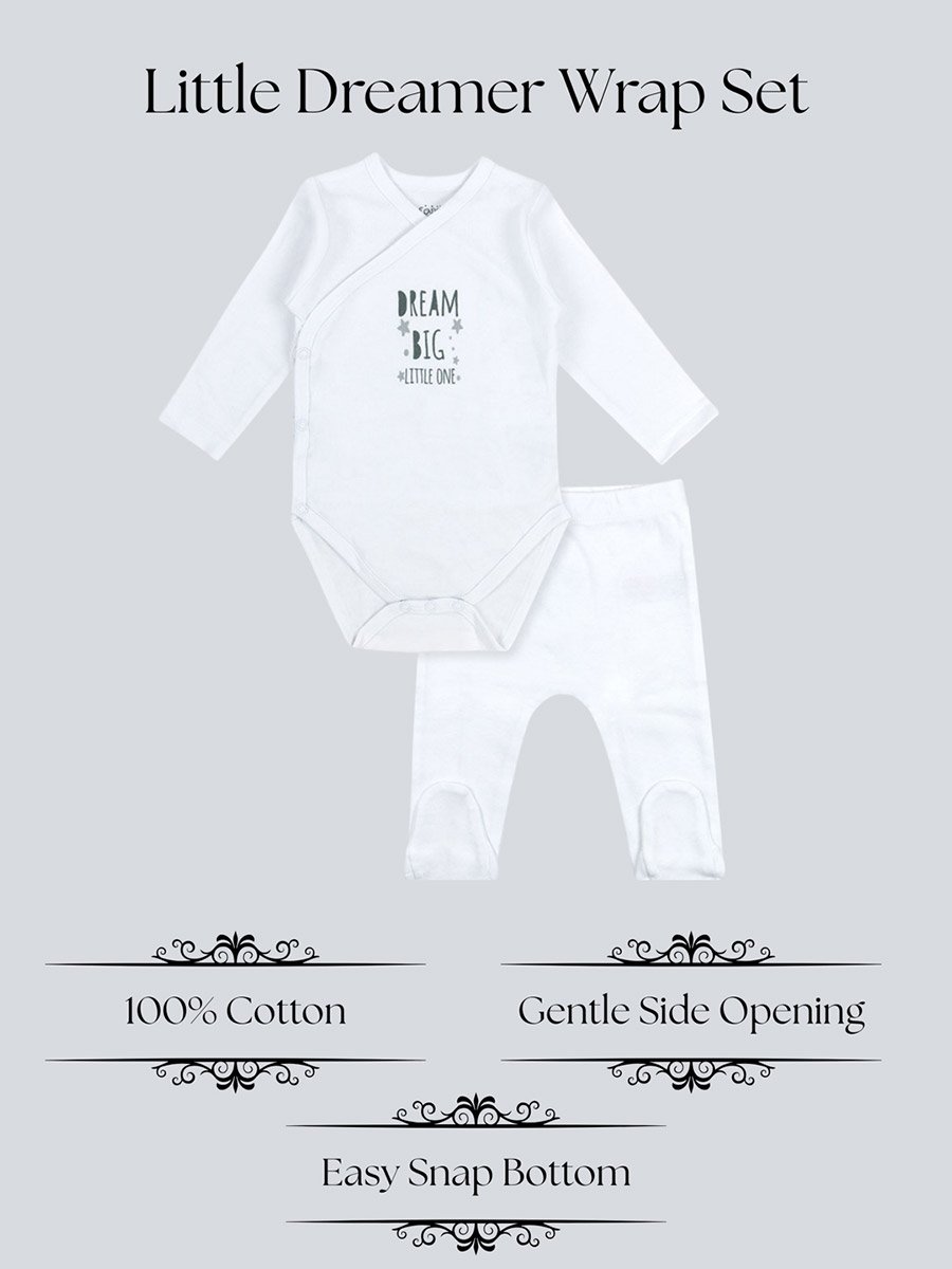 Baby Wrap Over Bodysuit and Footed Pants Set
