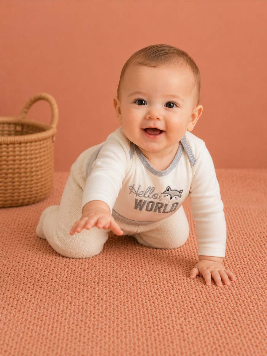 3-Piece Printed Bodysuit, Joggers and Mittens Set