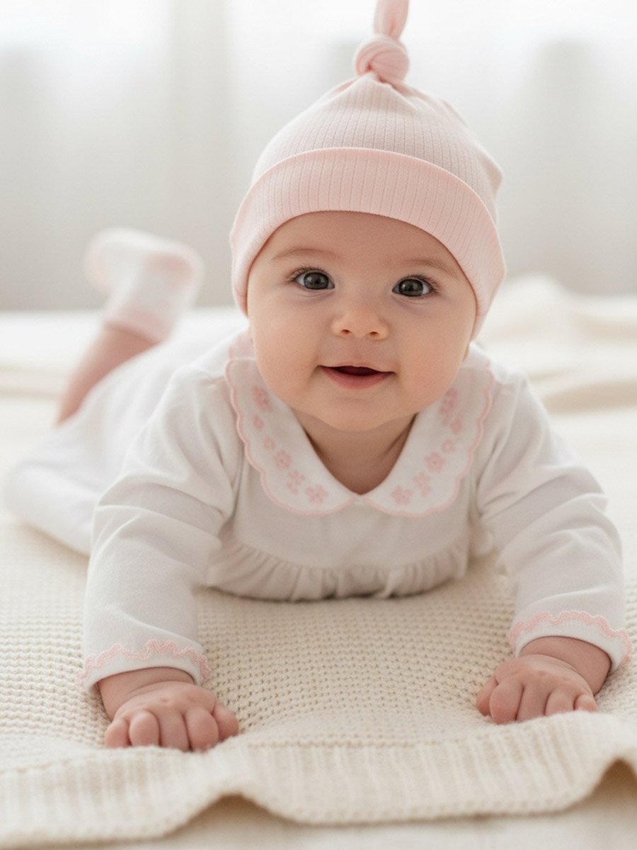 Ribbed Knit Cap and Polka Dot Socks Set