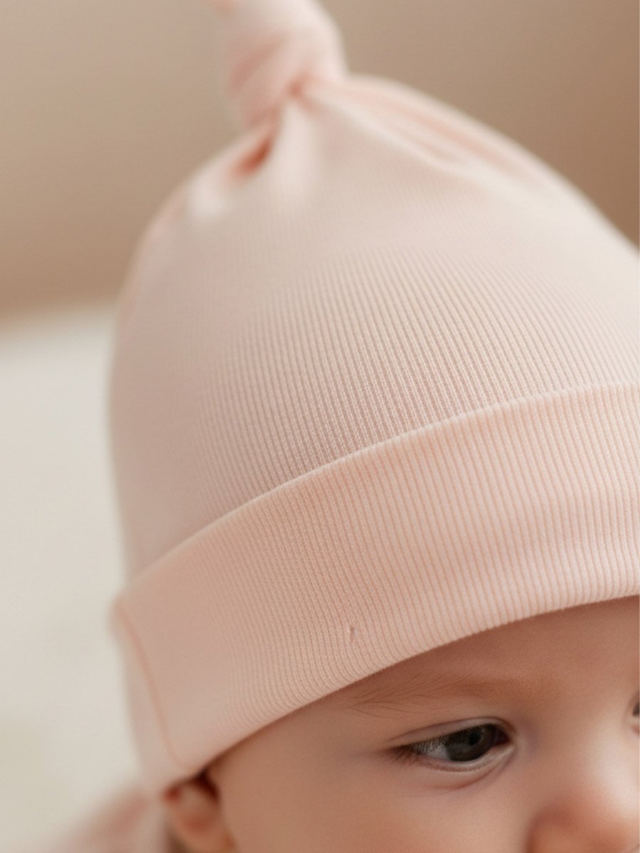 Ribbed Knit Cap and Polka Dot Socks Set