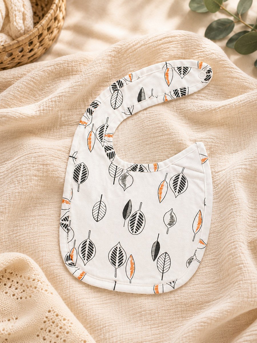 4-Piece Gift Box -Printed Bib, Bear Ear Cap, Mittens and Booties