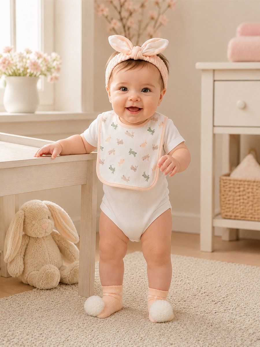 5-Piece Printed Bibs, Socks and Headband