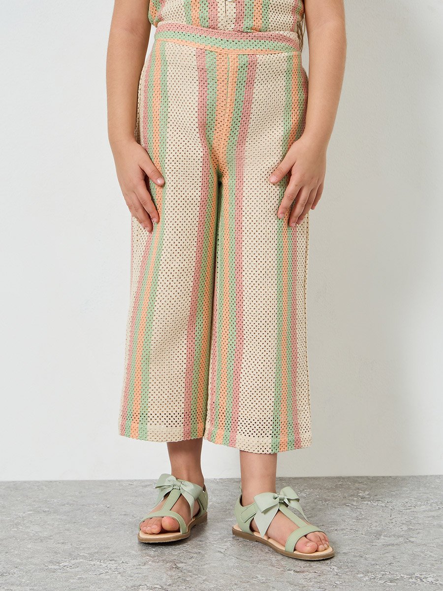Girls Striped Knit Shirt and Pants Set