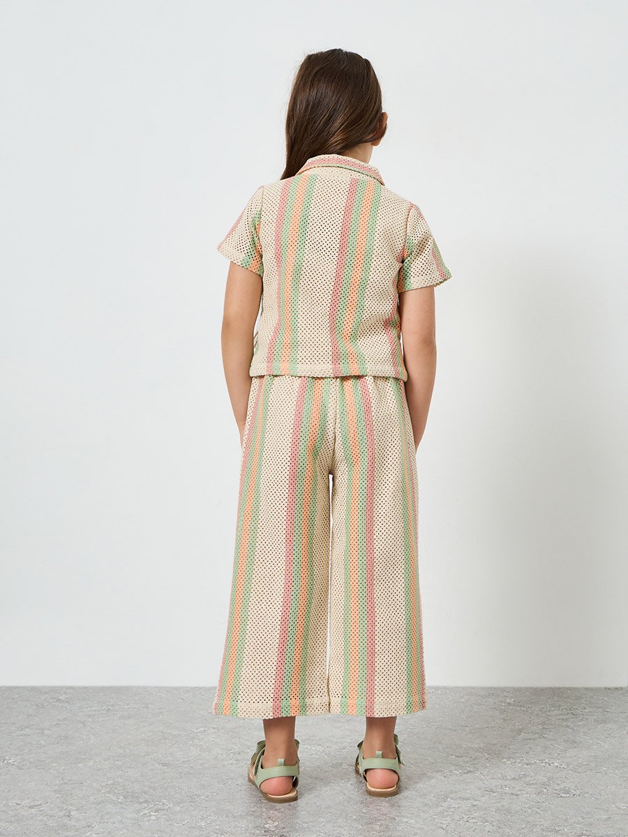 Girls Striped Knit Shirt and Pants Set