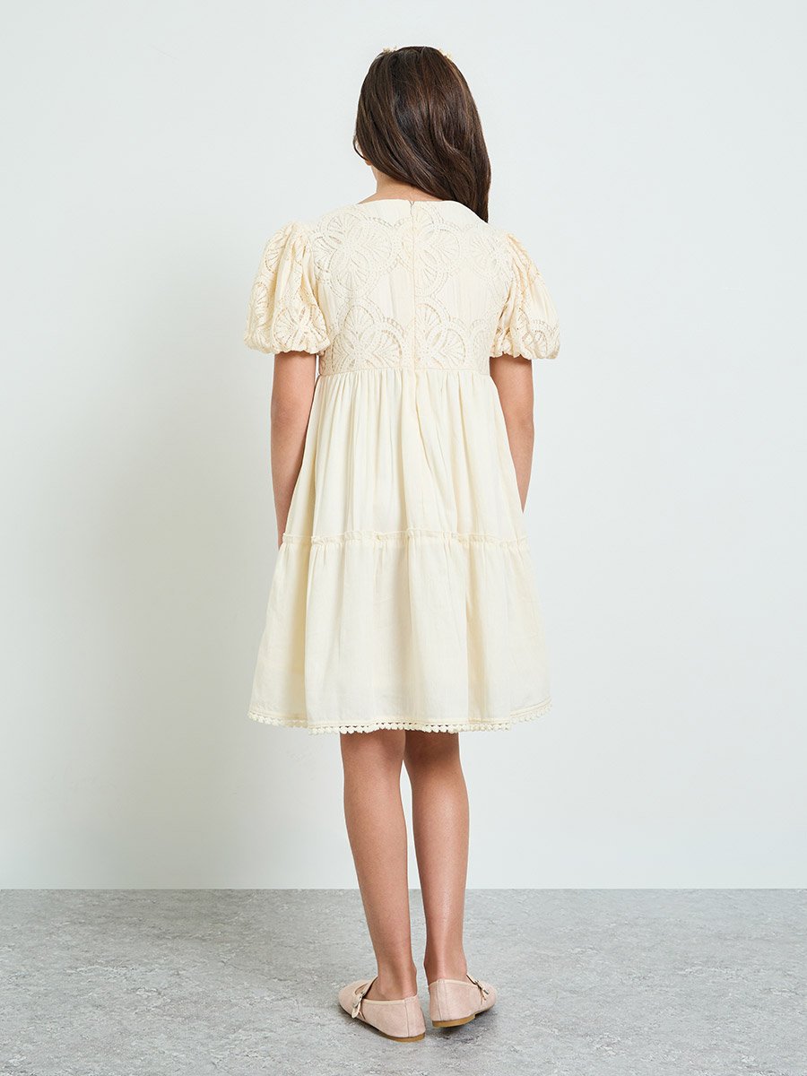 Teen Girls Lace Insert A-Line Dress