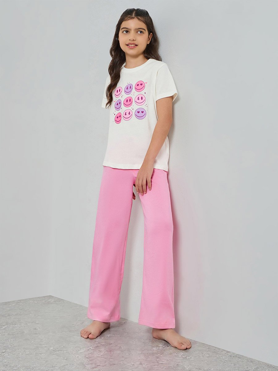 Teen Girls Printed T-Shirt and Cotton Pyjama Set