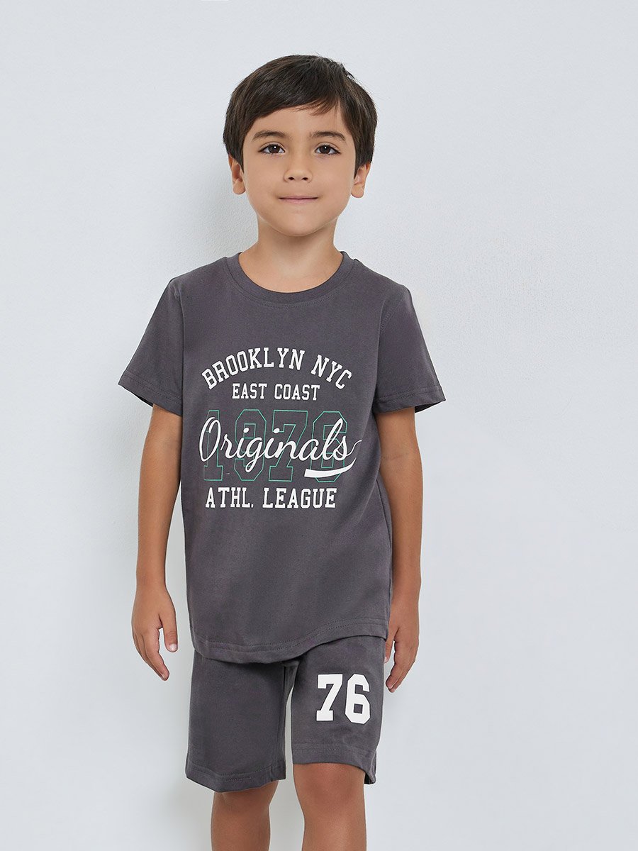 Boys Printed T-Shirt and Shorts Set