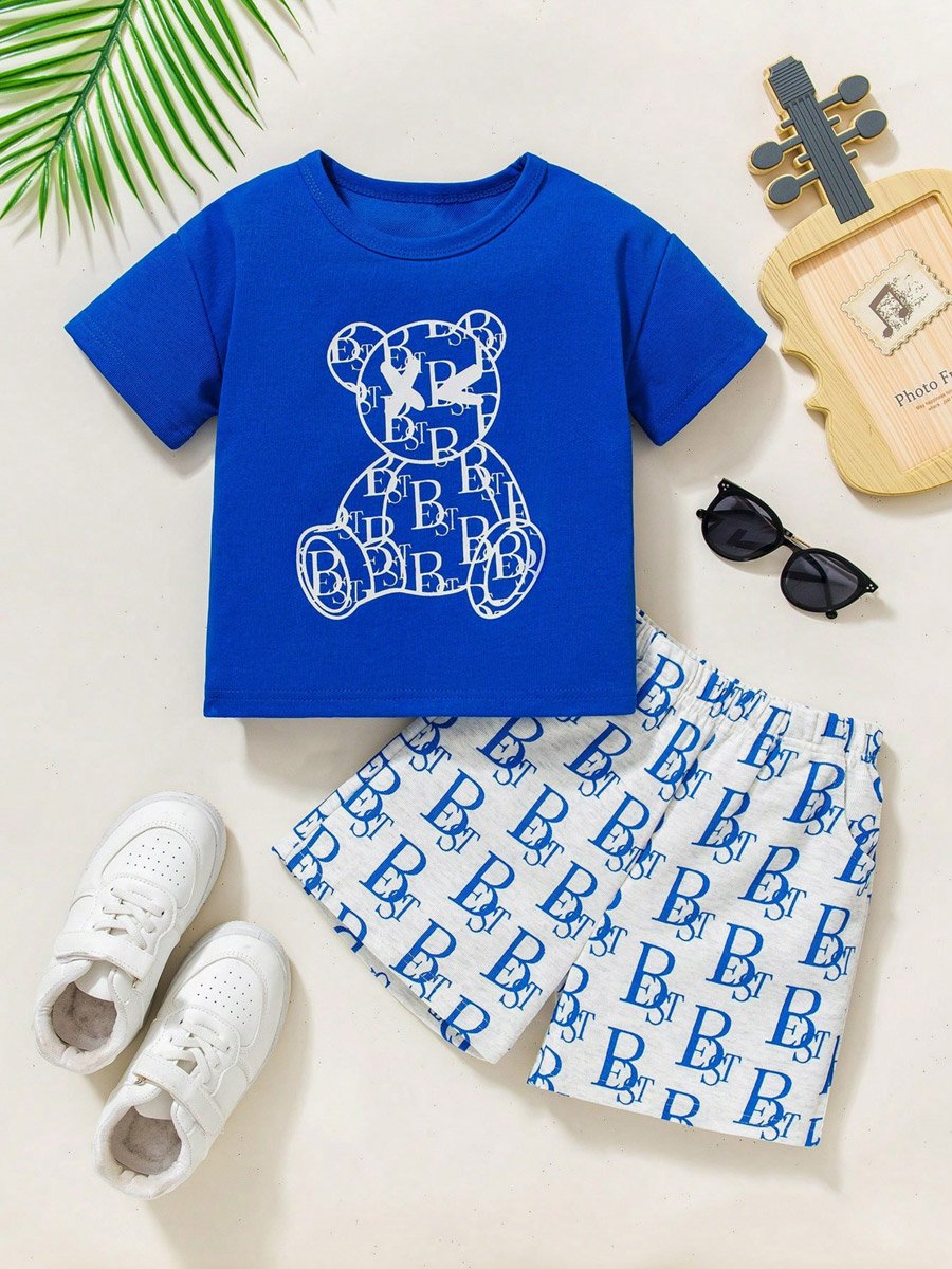 Boys Graphic Print Short Sleeve T-Shirt and Shorts Set