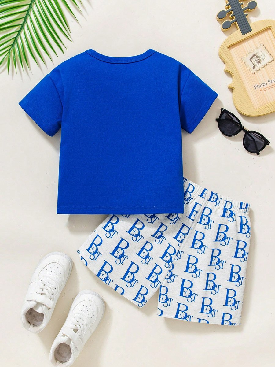 Boys Graphic Print Short Sleeve T-Shirt and Shorts Set