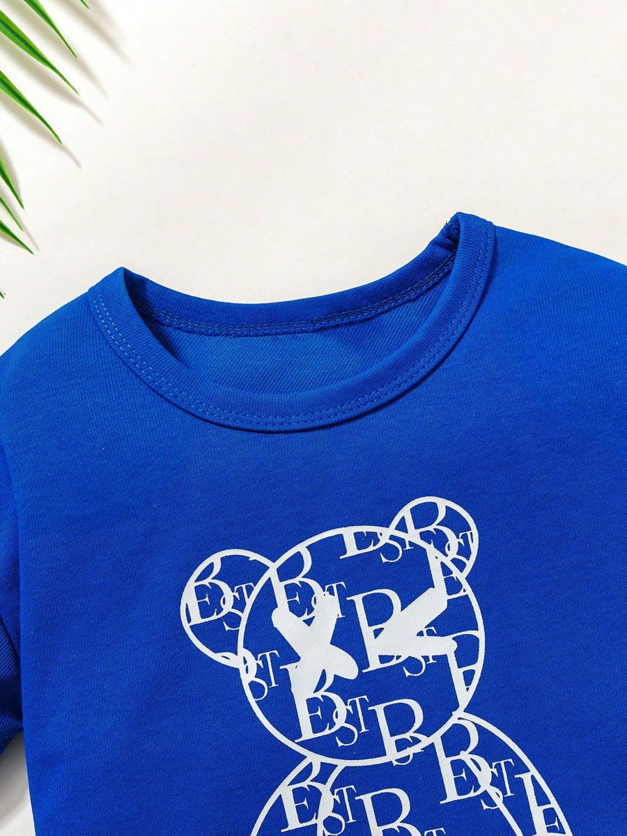 Boys Graphic Print Short Sleeve T-Shirt and Shorts Set