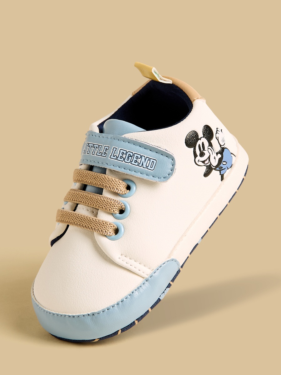 Mickey Mouse Applique Booties with Hook and Loop Closure