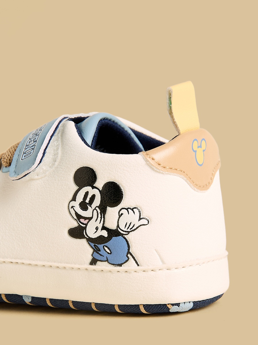 Mickey Mouse Applique Booties with Hook and Loop Closure