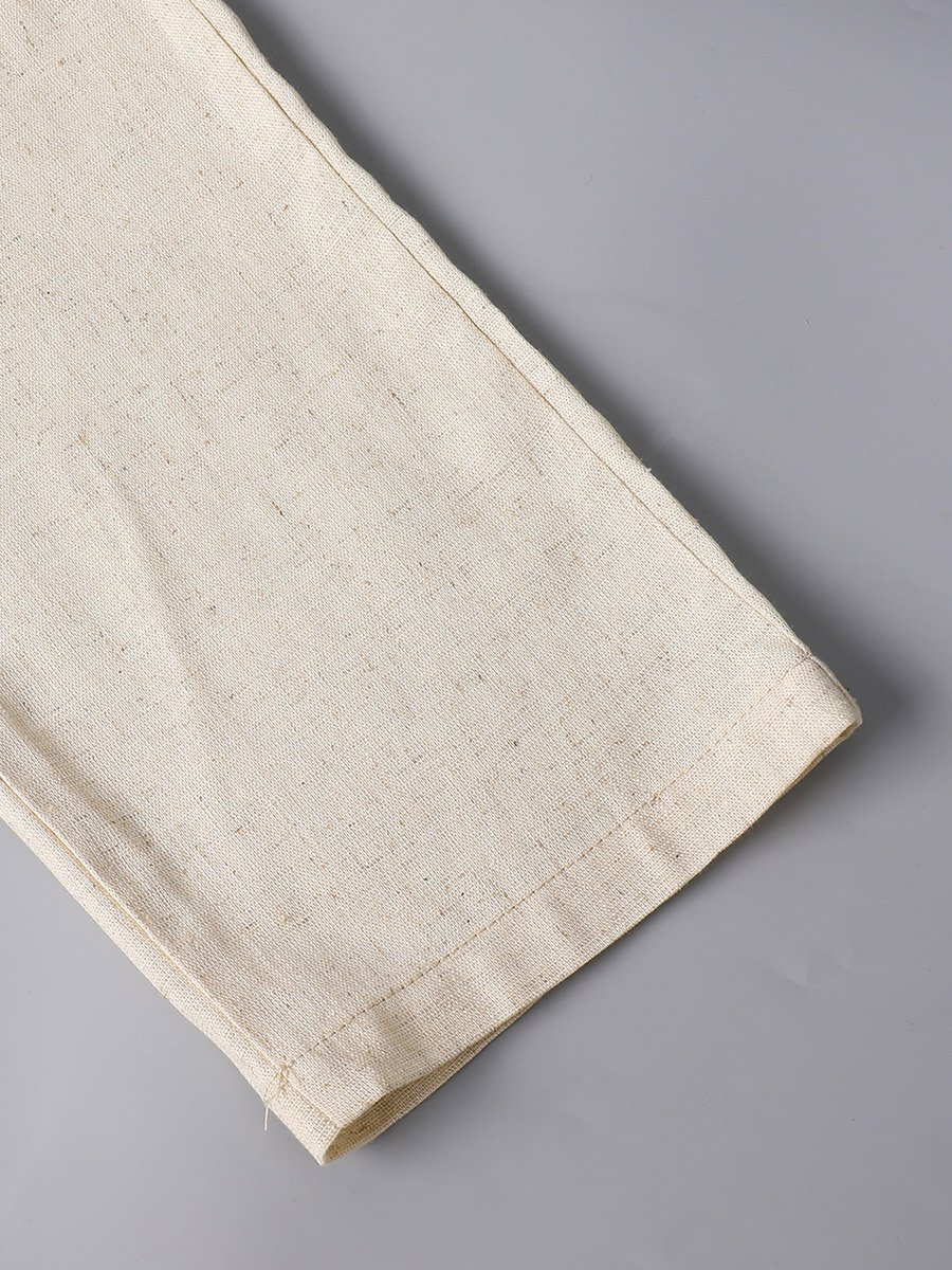 Boys Beige Linen Blend Shirt and Trousers Set