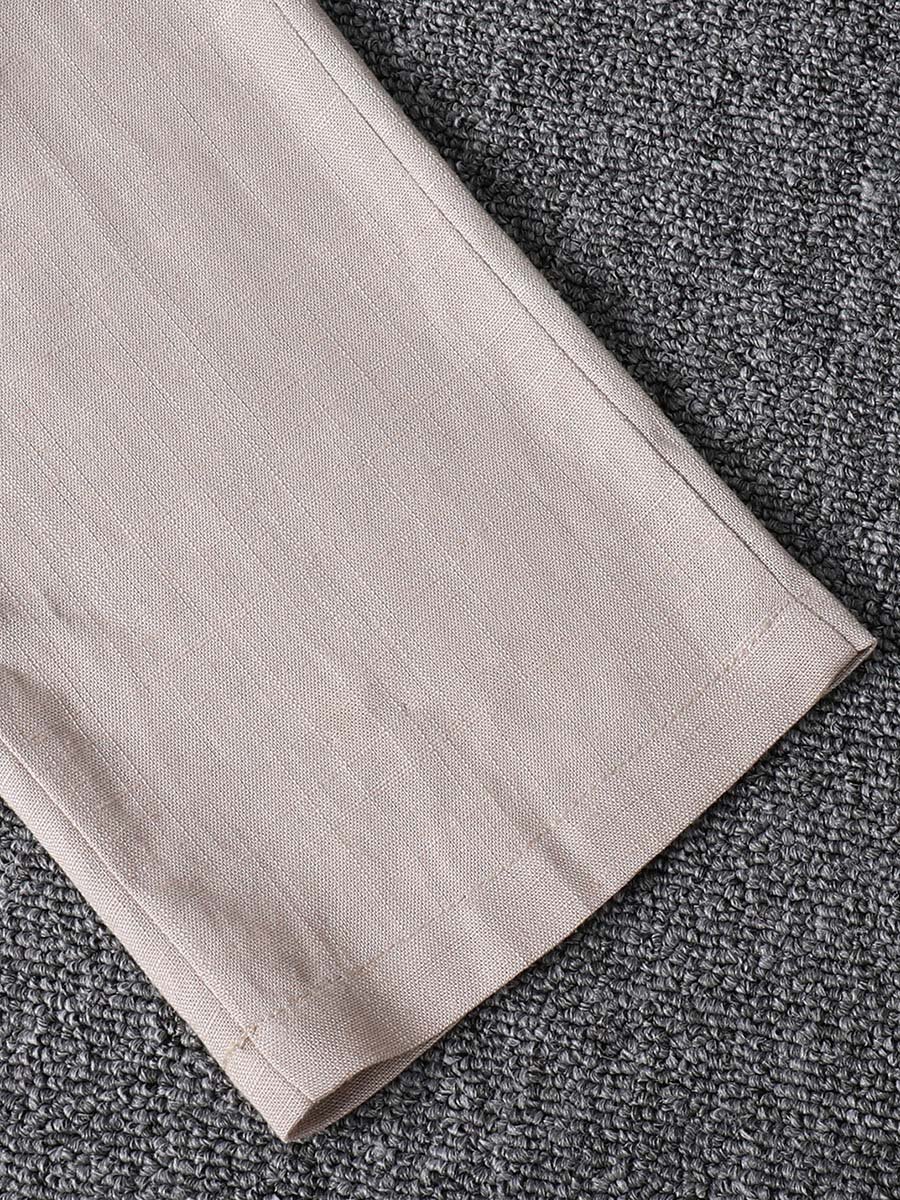 Boys Beige Linen-Look Shirt and Trousers Set